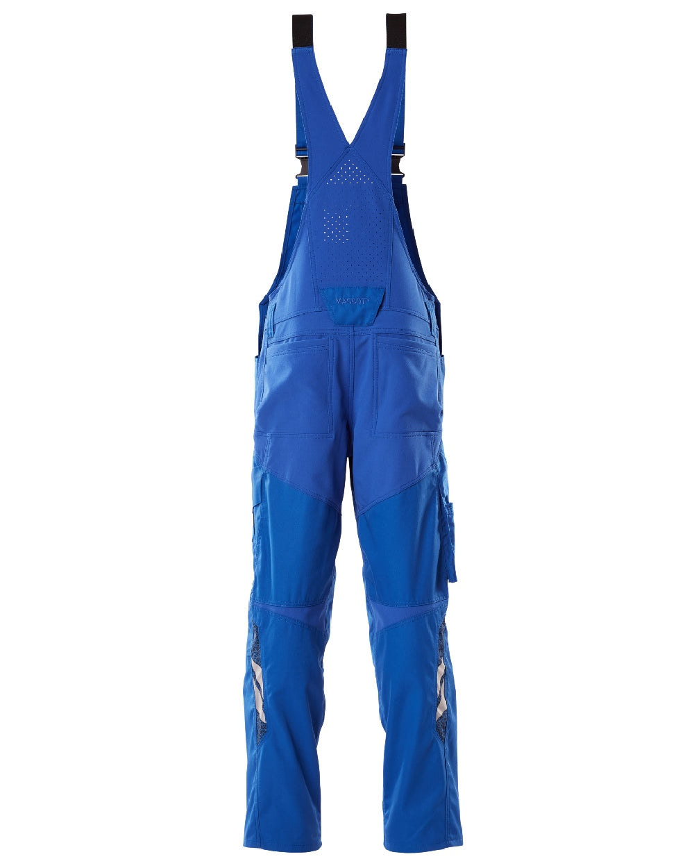 Azure Blue Coloured Mascot Workwear Mens Accelerate Stretch Zones Bib &amp; Brace With Kneepad Pockets on white background 