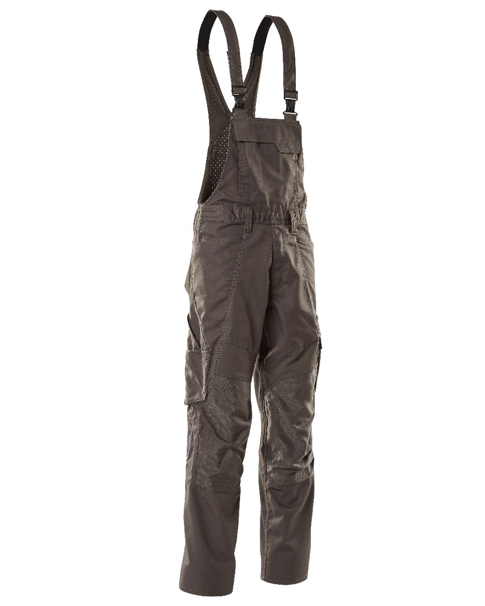 Dark Anthracite Coloured Mascot Workwear Mens Accelerate Stretch Zones Bib &amp; Brace With Kneepad Pockets on white background 