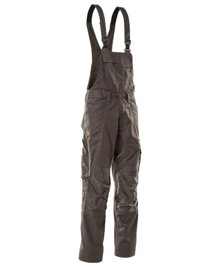 Dark Anthracite Coloured Mascot Workwear Mens Accelerate Stretch Zones Bib &amp; Brace With Kneepad Pockets on white background 