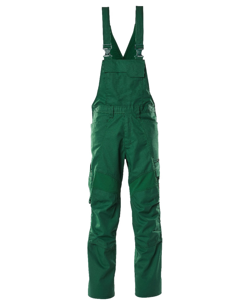 Green Coloured Mascot Workwear Mens Accelerate Stretch Zones Bib &amp; Brace With Kneepad Pockets on white background 
