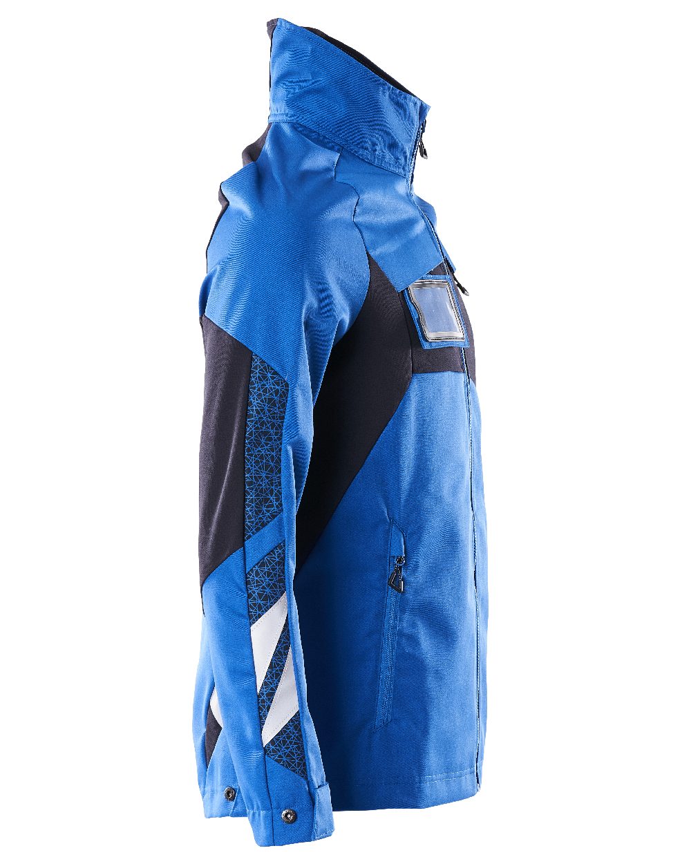Azure Blue Dark Navy Coloured Mascot Workwear Mens Accelerate Stretch Zones Jacket on white background 
