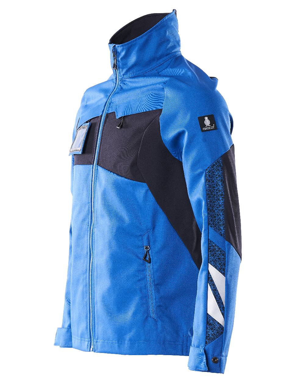 Azure Blue Dark Navy Coloured Mascot Workwear Mens Accelerate Stretch Zones Jacket on white background 