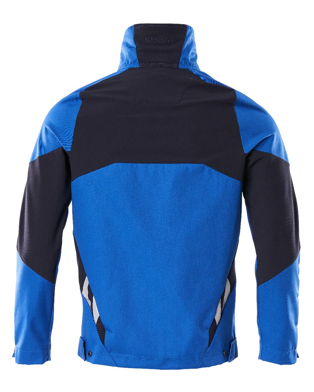 Azure Blue Dark Navy Coloured Mascot Workwear Mens Accelerate Stretch Zones Jacket on white background 