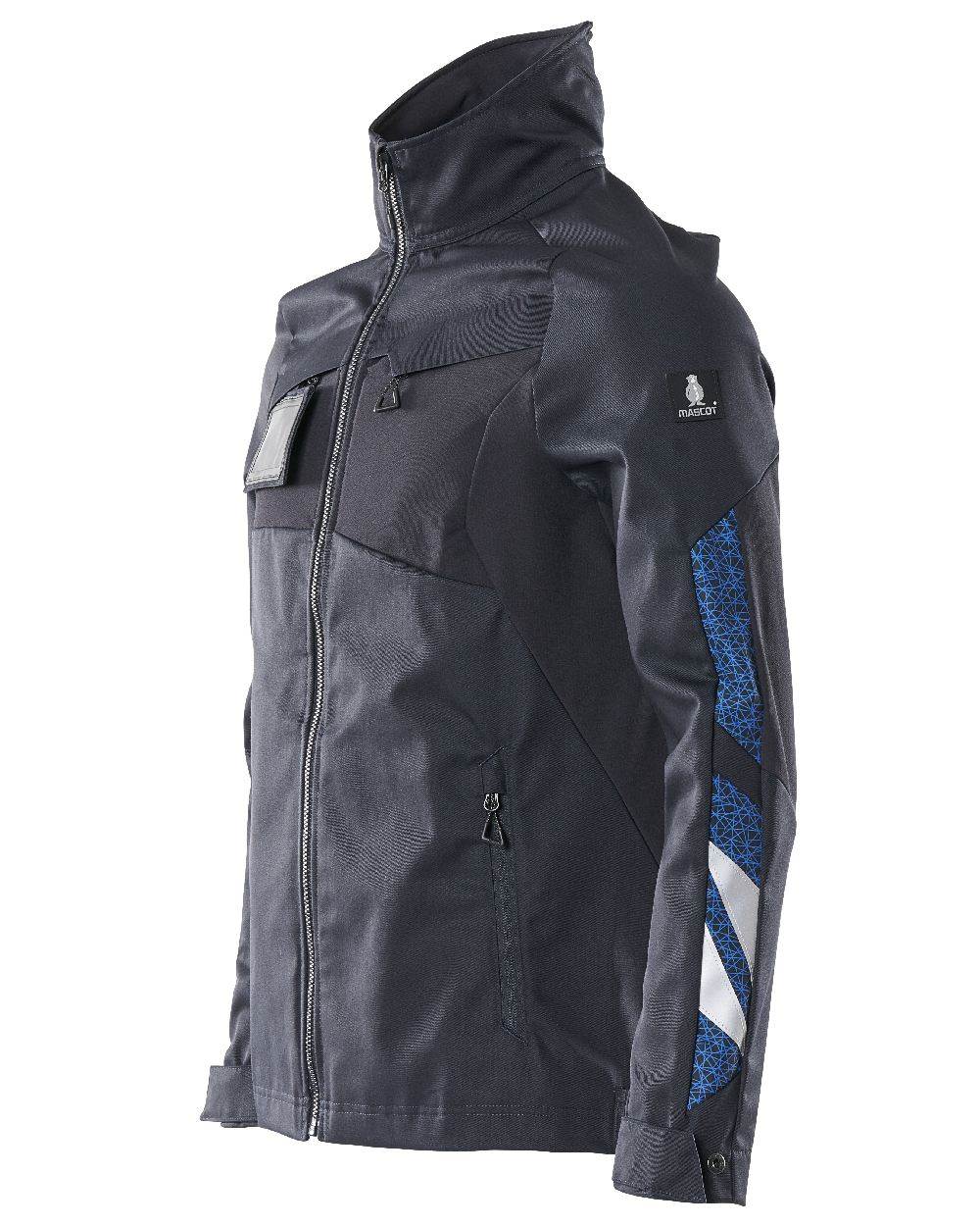 Dark Navy Coloured Mascot Workwear Mens Accelerate Stretch Zones Jacket on white background 