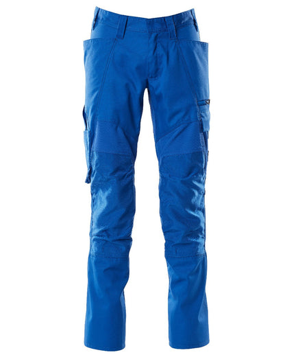 Azure Blue Coloured Mascot Workwear Mens Accelerate Stretch Zones Trousers on white background 