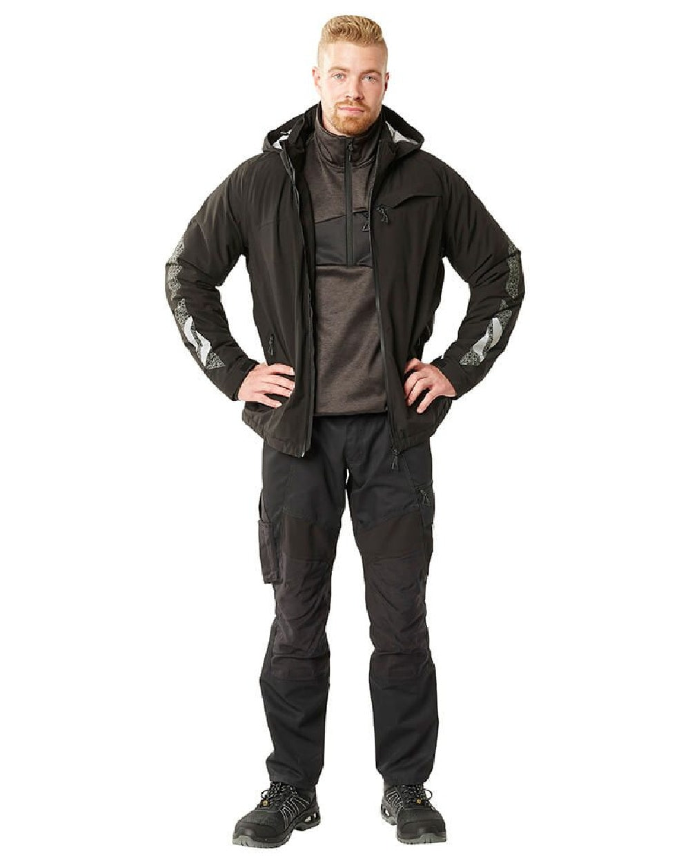 Black Coloured Mascot Workwear Mens Accelerate Stretch Zones Trousers on white background 