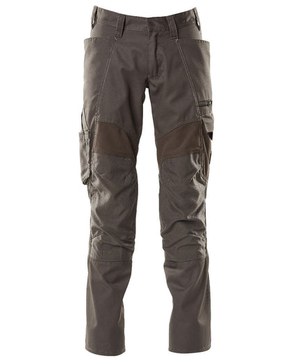 Dark Anthracite Coloured Mascot Workwear Mens Accelerate Stretch Zones Trousers on white background 