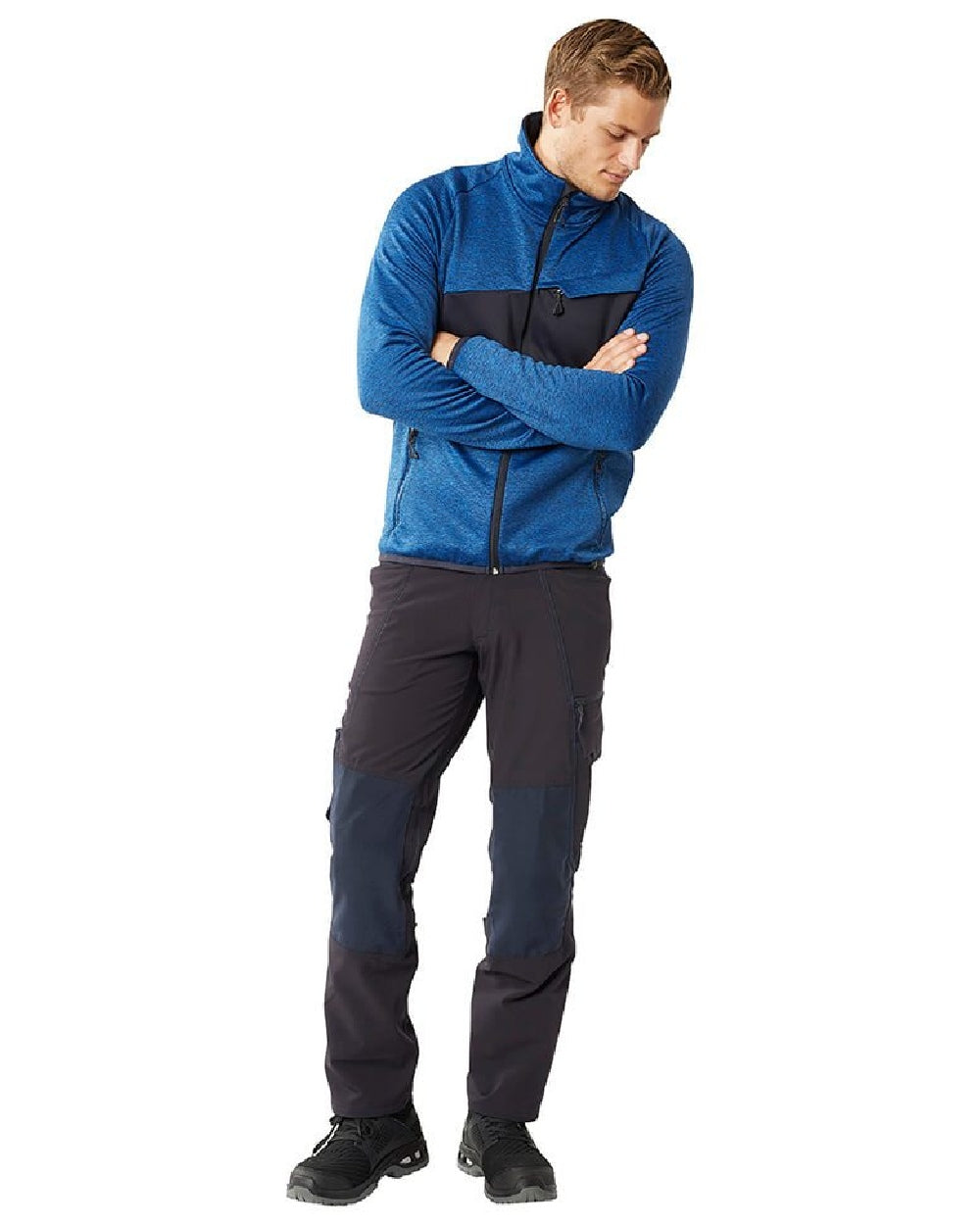 Dark Navy Coloured Mascot Workwear Mens Accelerate Stretch Zones Trousers on white background 