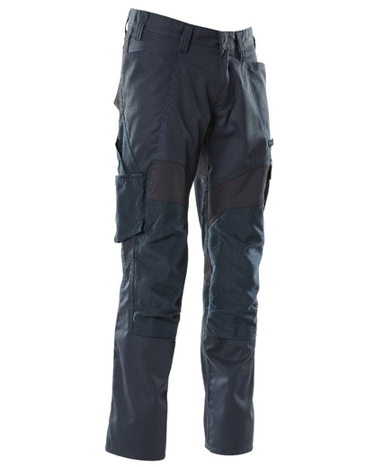 Dark Navy Coloured Mascot Workwear Mens Accelerate Stretch Zones Trousers on white background 