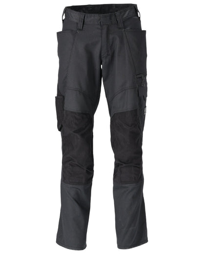 Black Coloured Mascot Workwear Mens Accelerate Stretchable Trousers With Kneepad Pockets on white background 