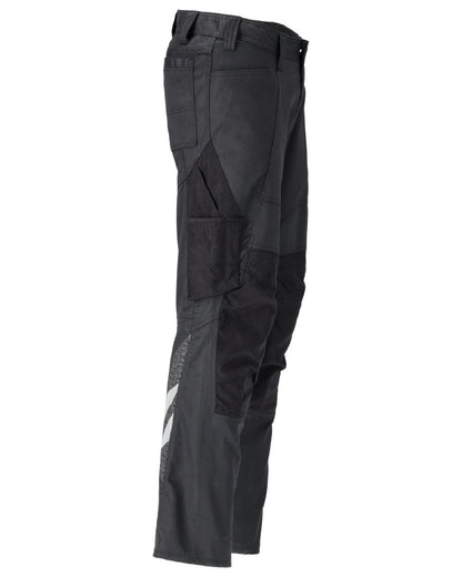 Black Coloured Mascot Workwear Mens Accelerate Stretchable Trousers With Kneepad Pockets on white background 