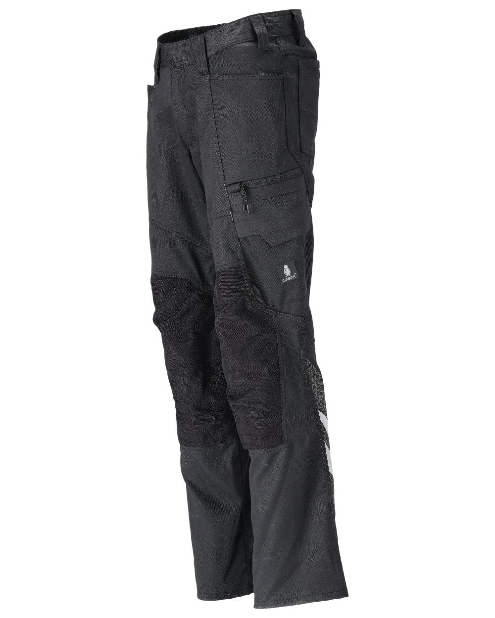 Black Coloured Mascot Workwear Mens Accelerate Stretchable Trousers With Kneepad Pockets on white background 
