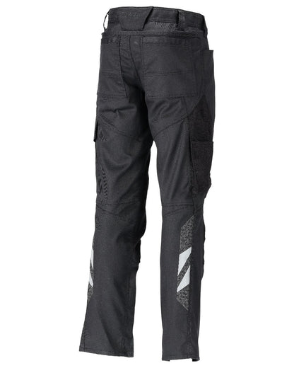 Black Coloured Mascot Workwear Mens Accelerate Stretchable Trousers With Kneepad Pockets on white background 