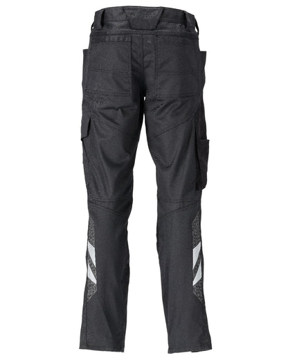 Black Coloured Mascot Workwear Mens Accelerate Stretchable Trousers With Kneepad Pockets on white background 