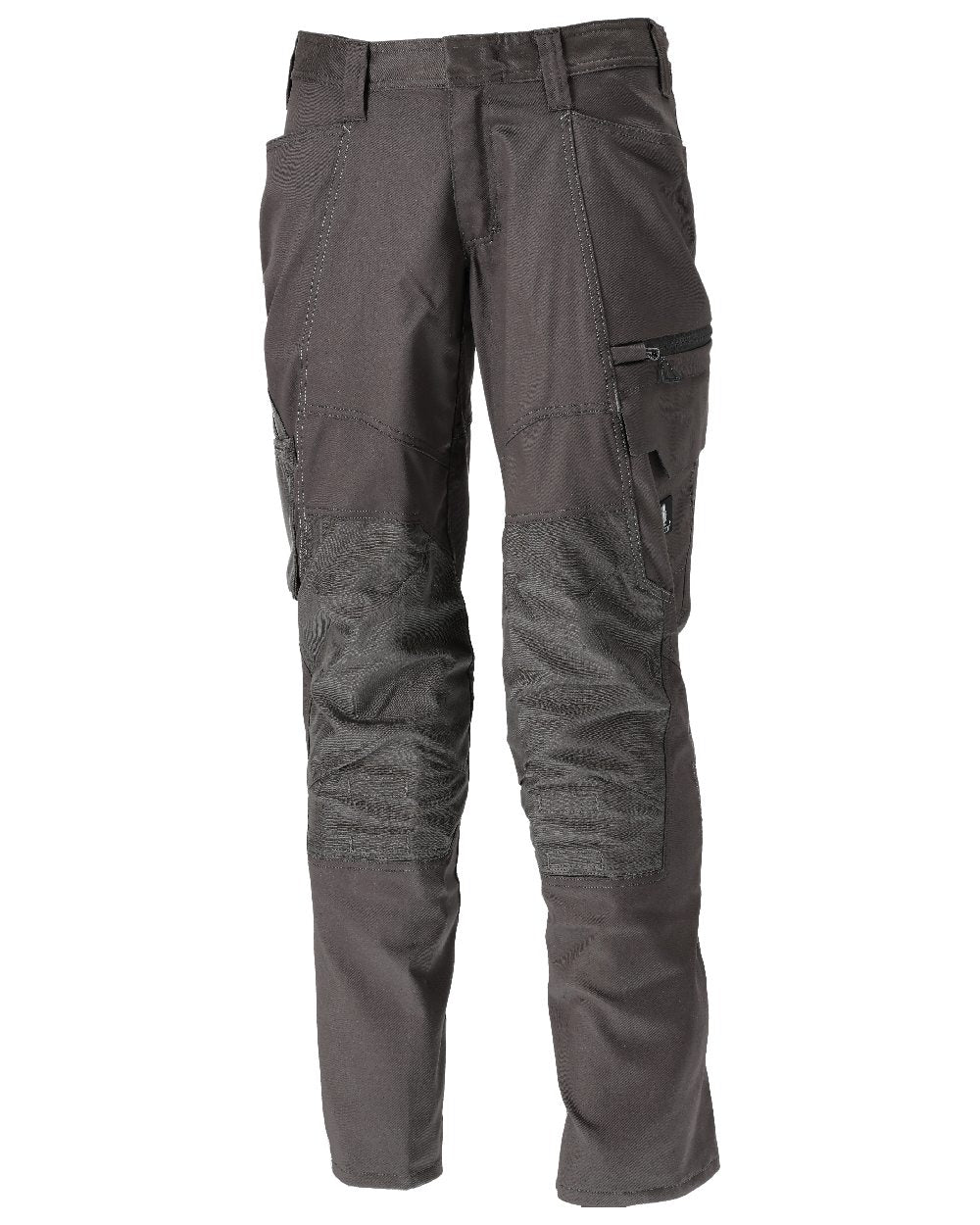 Dark Anthracite Coloured Mascot Workwear Mens Accelerate Stretchable Trousers With Kneepad Pockets on white background 