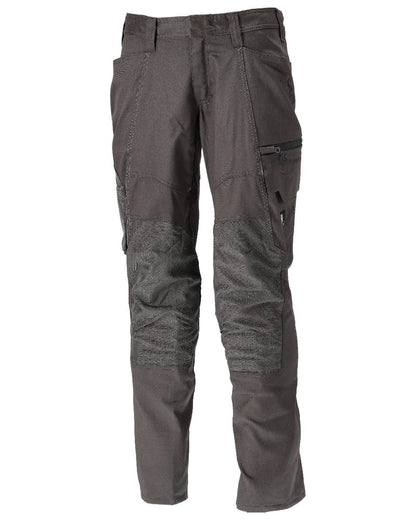 Dark Anthracite Coloured Mascot Workwear Mens Accelerate Stretchable Trousers With Kneepad Pockets on white background 