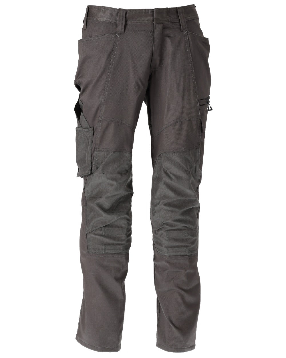 Dark Anthracite Coloured Mascot Workwear Mens Accelerate Stretchable Trousers With Kneepad Pockets on white background 