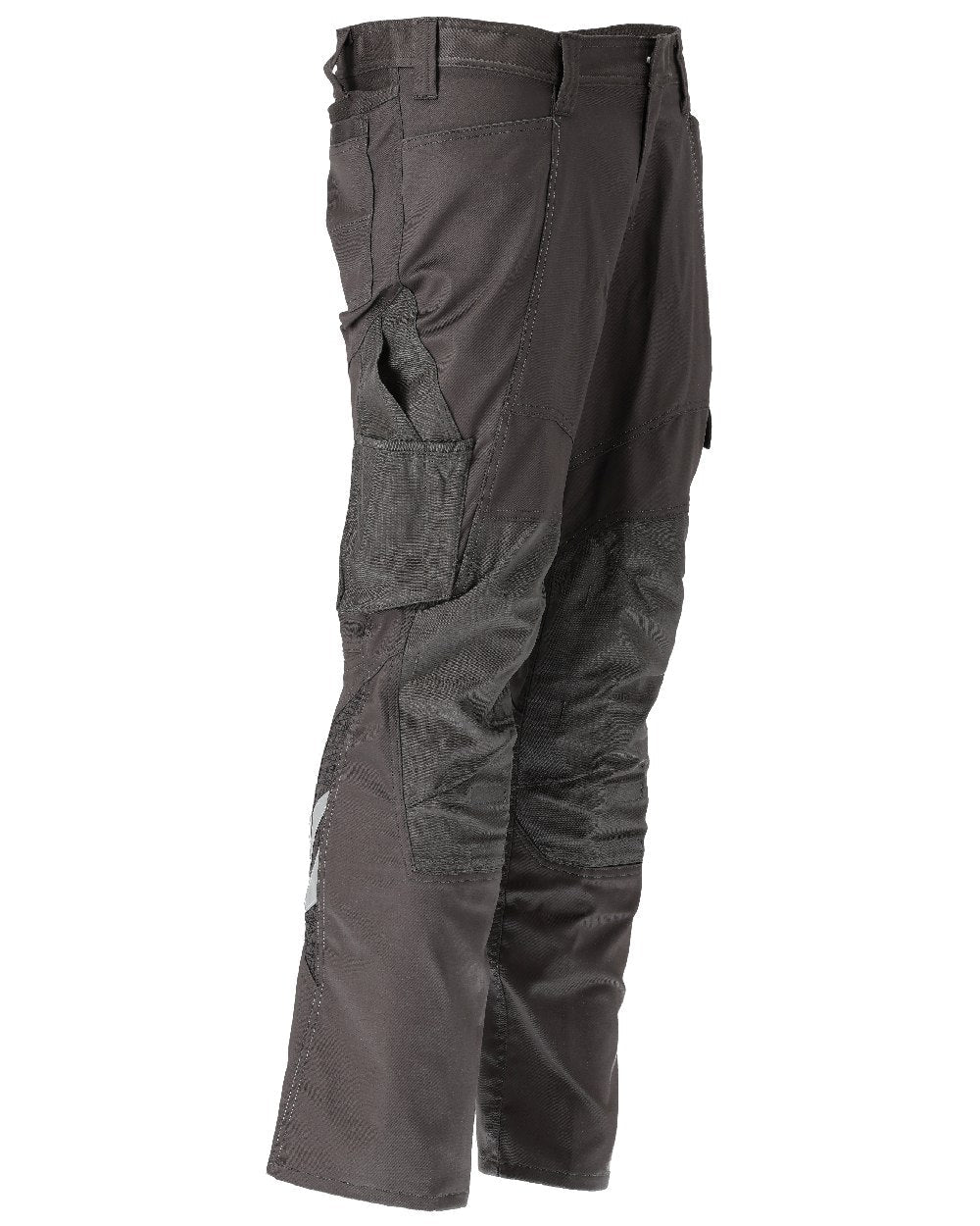 Dark Anthracite Coloured Mascot Workwear Mens Accelerate Stretchable Trousers With Kneepad Pockets on white background 