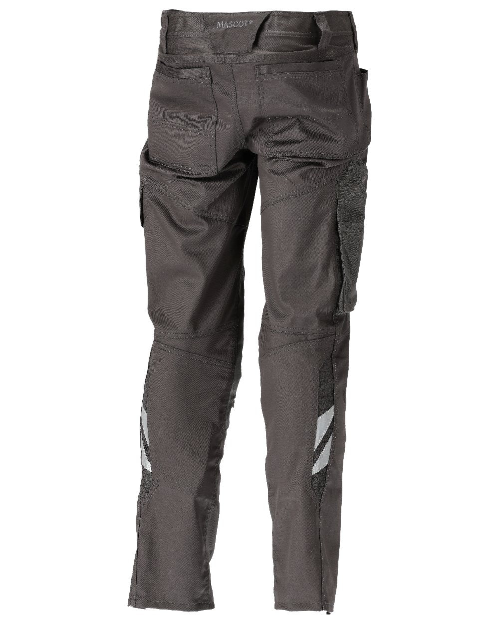 Dark Anthracite Coloured Mascot Workwear Mens Accelerate Stretchable Trousers With Kneepad Pockets on white background 