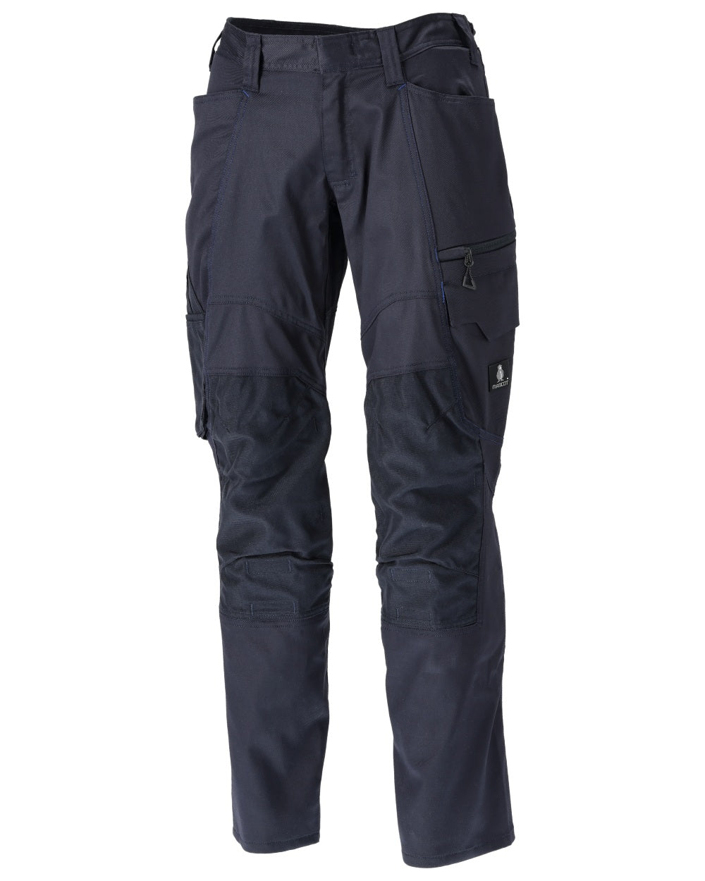Dark Navy Coloured Mascot Workwear Mens Accelerate Stretchable Trousers With Kneepad Pockets on white background 