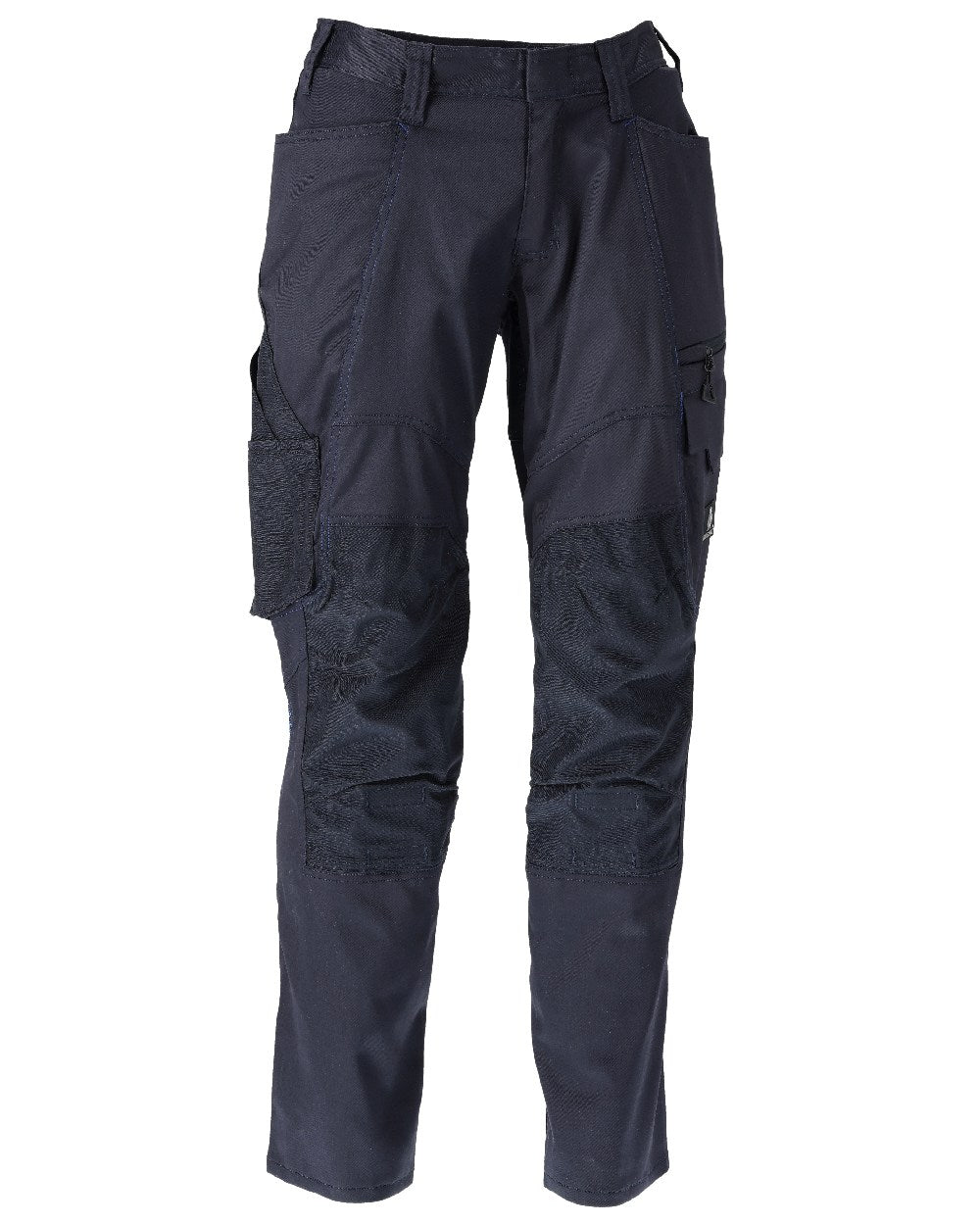 Dark Navy Coloured Mascot Workwear Mens Accelerate Stretchable Trousers With Kneepad Pockets on white background 