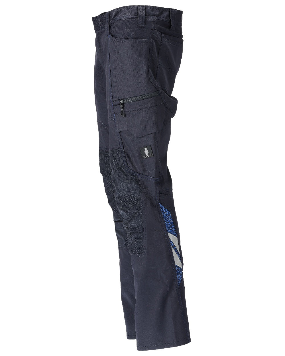 Dark Navy Coloured Mascot Workwear Mens Accelerate Stretchable Trousers With Kneepad Pockets on white background 