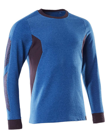 Azure Blue Dark Navy Coloured Mascot Workwear Mens Accelerate Sweatshirt on white background 