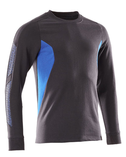 Dark Navy Azure Blue Coloured Mascot Workwear Mens Accelerate Sweatshirt on white background 
