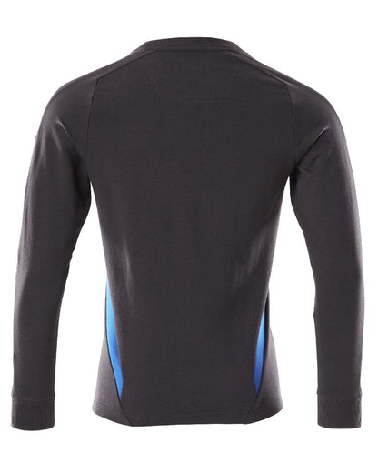 Dark Navy Azure Blue Coloured Mascot Workwear Mens Accelerate Sweatshirt on white background 