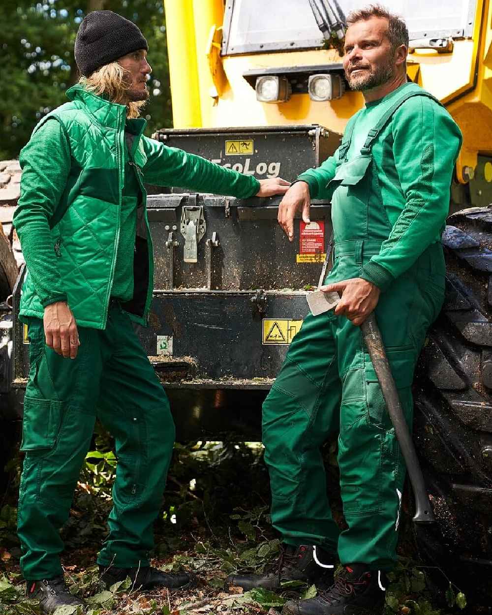 Grass Green Coloured Mascot Workwear Mens Accelerate Sweatshirt on farm background 
