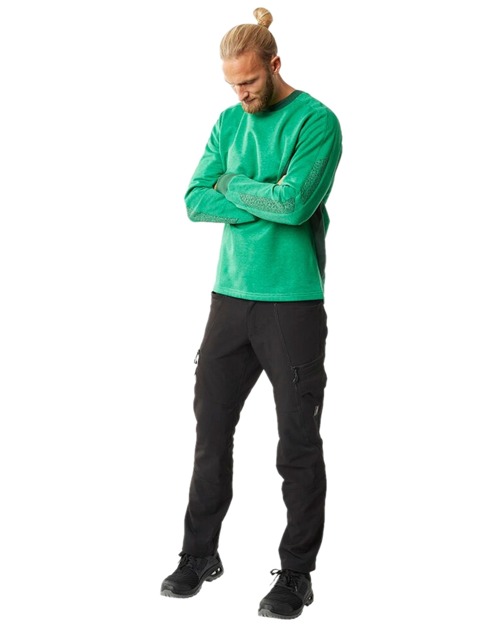 Grass Green Coloured Mascot Workwear Mens Accelerate Sweatshirt on white background 