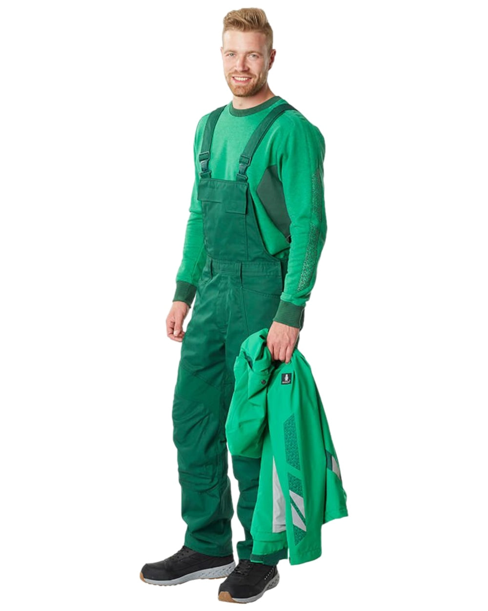 Grass Green Coloured Mascot Workwear Mens Accelerate Sweatshirt on white background 