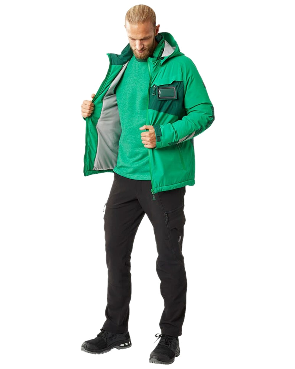 Grass Green Coloured Mascot Workwear Mens Accelerate Sweatshirt on white background 
