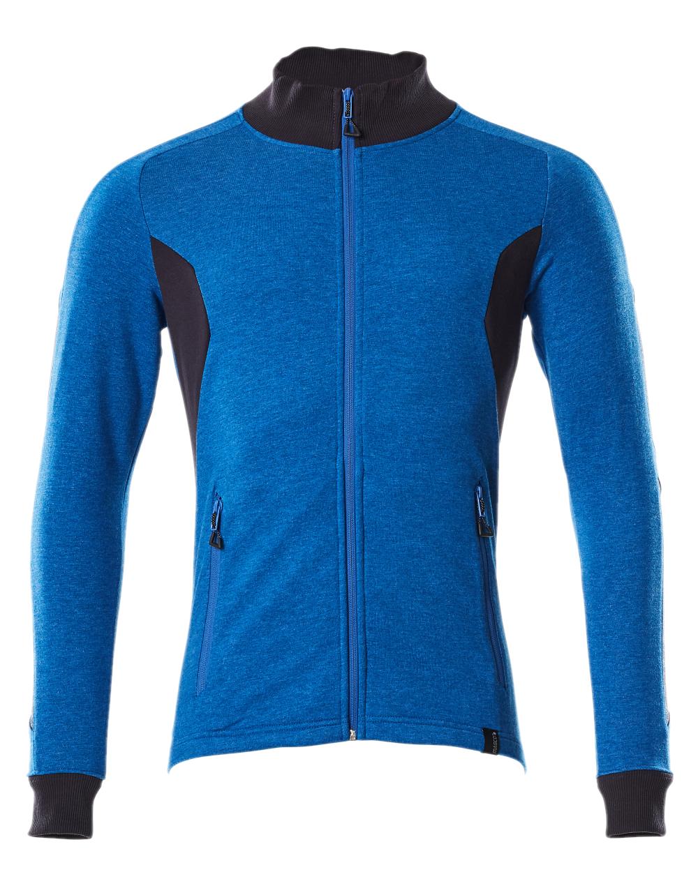 Azure Blue Dark Navy Coloured Mascot Workwear Mens Accelerate Sweatshirt With Zipper on white background