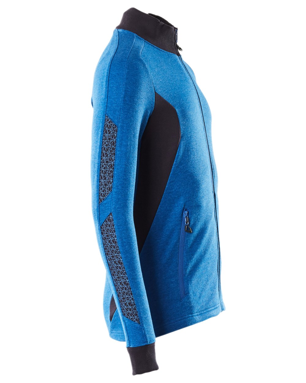 Azure Blue Dark Navy Coloured Mascot Workwear Mens Accelerate Sweatshirt With Zipper on white background 
