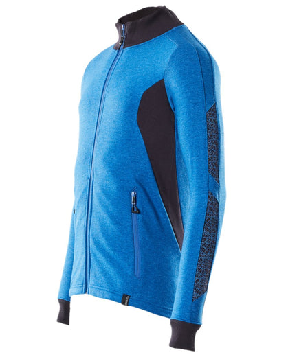 Azure Blue Dark Navy Coloured Mascot Workwear Mens Accelerate Sweatshirt With Zipper on white background 