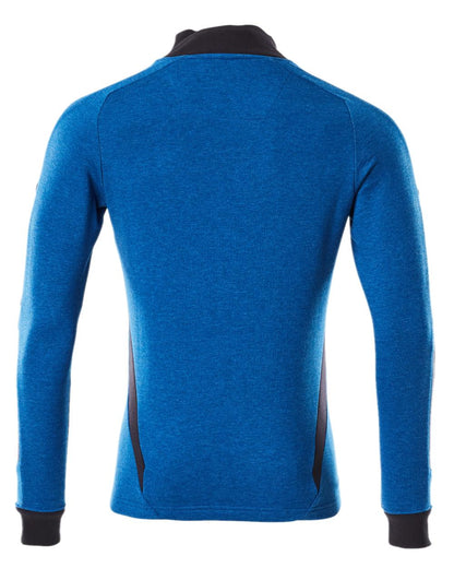 Azure Blue Dark Navy Coloured Mascot Workwear Mens Accelerate Sweatshirt With Zipper on white background 