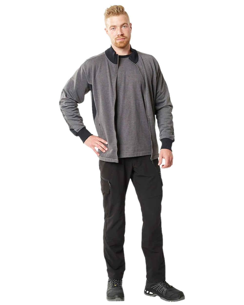 Dark Anthracite Black Coloured Mascot Workwear Mens Accelerate Sweatshirt With Zipper on white background 