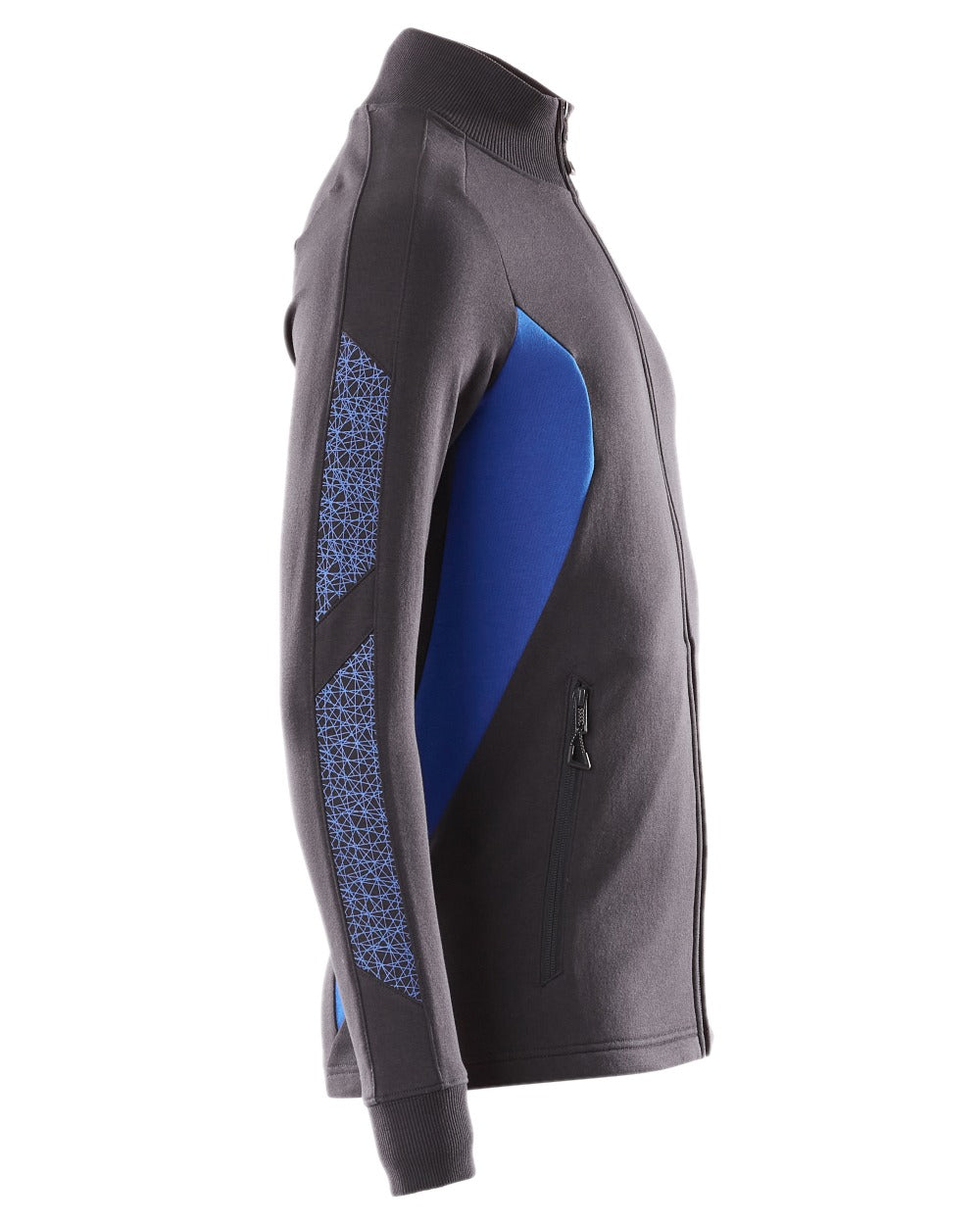 Dark Navy Azure Blue Coloured Mascot Workwear Mens Accelerate Sweatshirt With Zipper on white background 