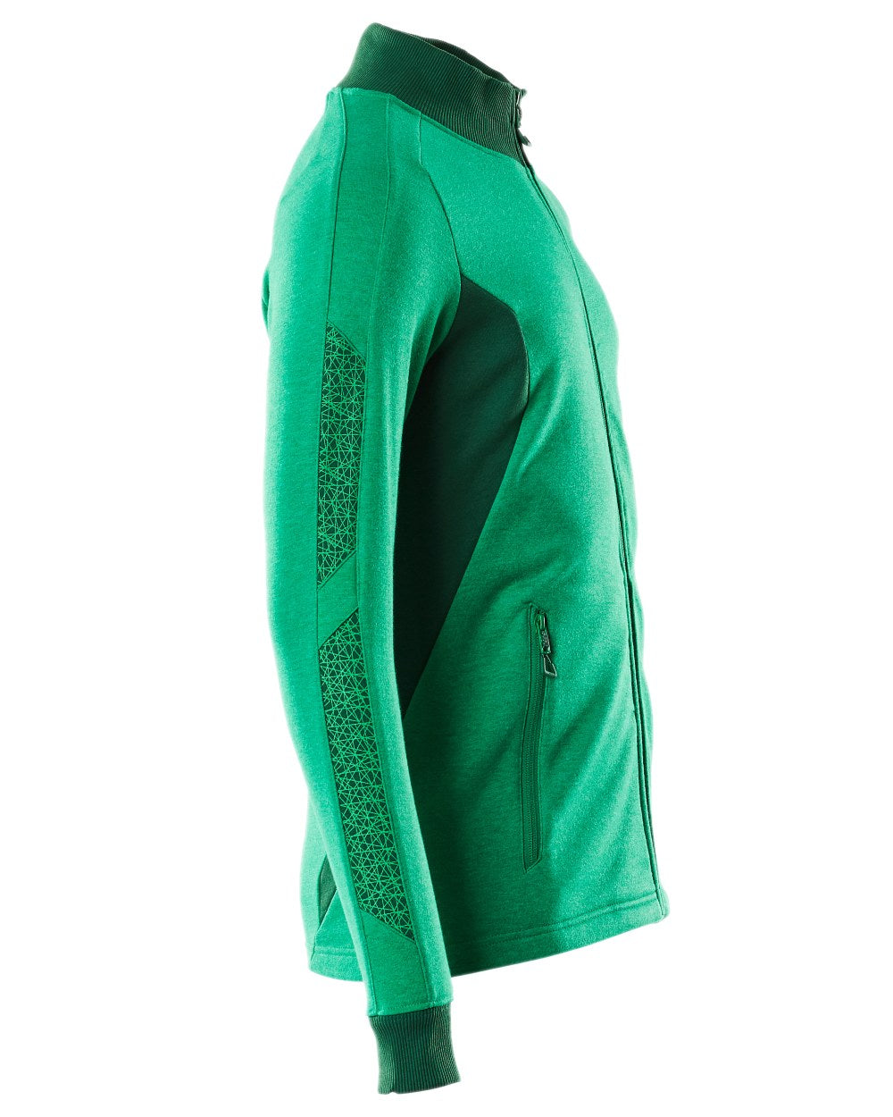 Grass Green Coloured Mascot Workwear Mens Accelerate Sweatshirt With Zipper on white background 