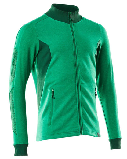Grass Green Coloured Mascot Workwear Mens Accelerate Sweatshirt With Zipper on white background 