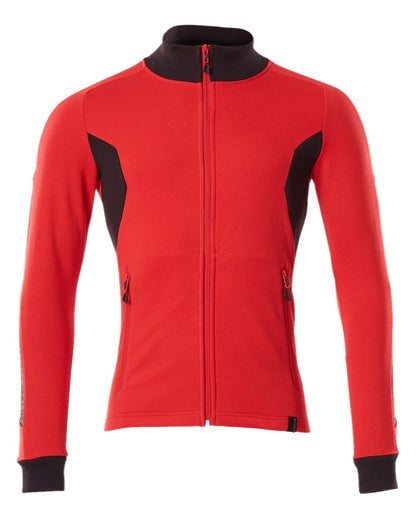 Traffic Red Black Coloured Mascot Workwear Mens Accelerate Sweatshirt With Zipper on white background 