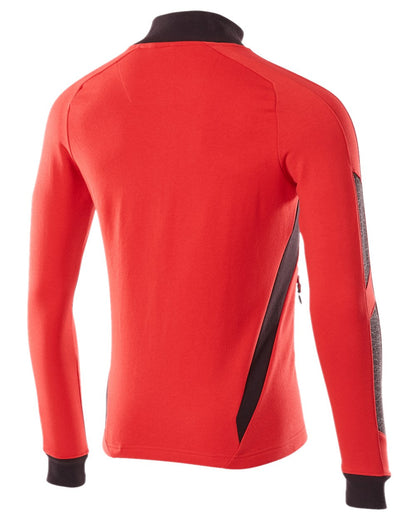 Traffic Red Black Coloured Mascot Workwear Mens Accelerate Sweatshirt With Zipper on white background 