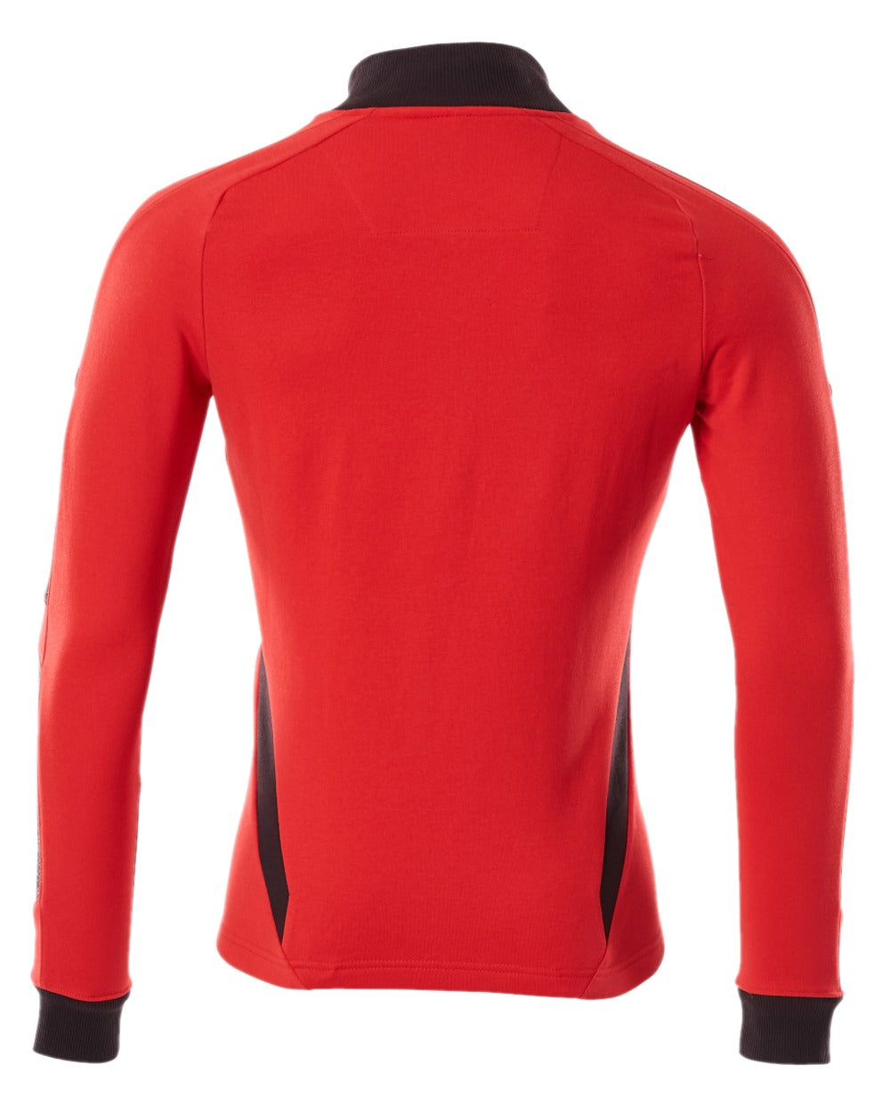 Traffic Red Black Coloured Mascot Workwear Mens Accelerate Sweatshirt With Zipper on white background 