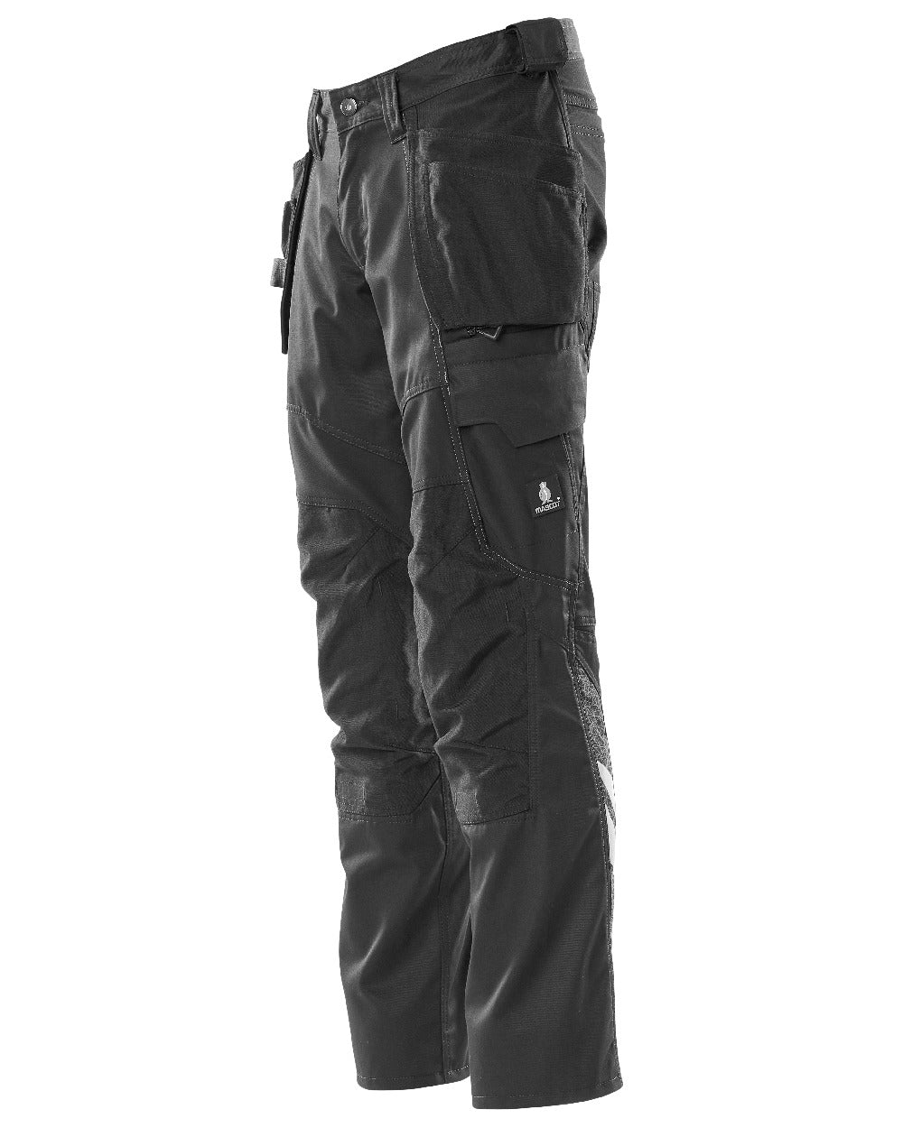 Black Coloured Mascot Workwear Mens Accelerate Trousers With Holster Pockets on white background 