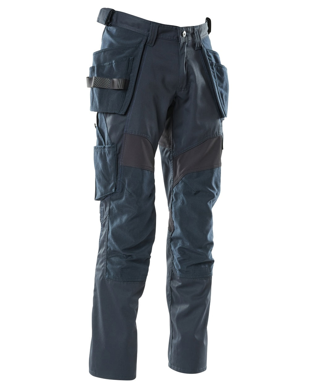 Dark Navy Coloured Mascot Workwear Mens Accelerate Trousers With Holster Pockets on white background 