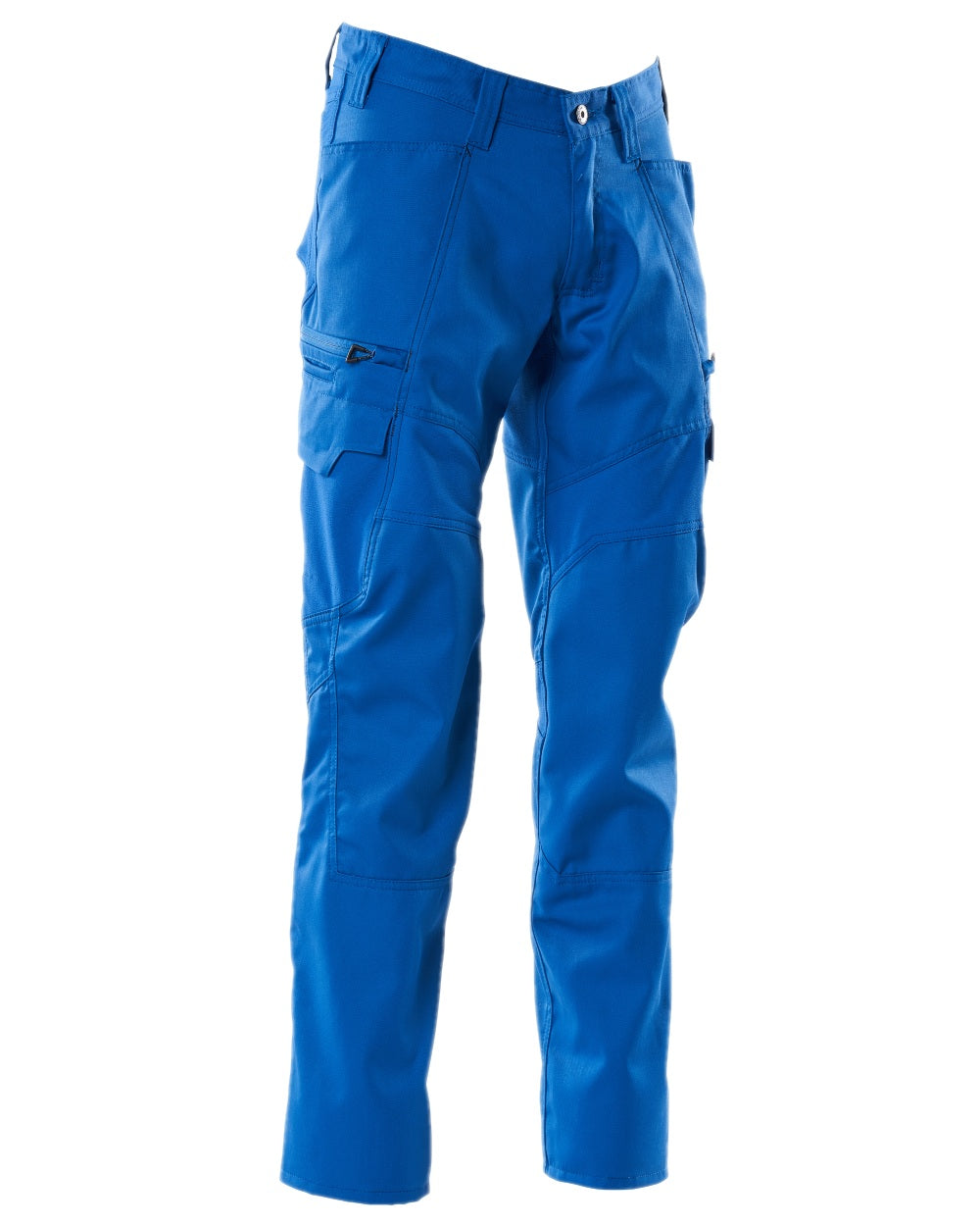 Azure Blue Coloured Mascot Workwear Mens Accelerate Trousers With Thigh Pockets on white background 