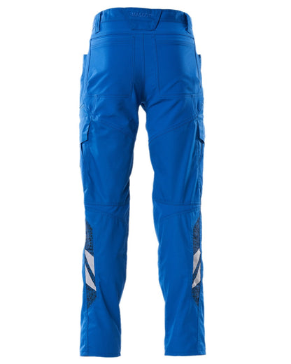 Azure Blue Coloured Mascot Workwear Mens Accelerate Trousers With Thigh Pockets on white background 