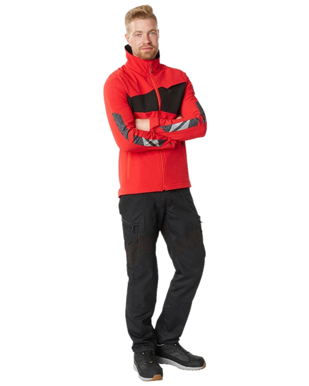 Black Coloured Mascot Workwear Mens Accelerate Trousers With Thigh Pockets on white background 