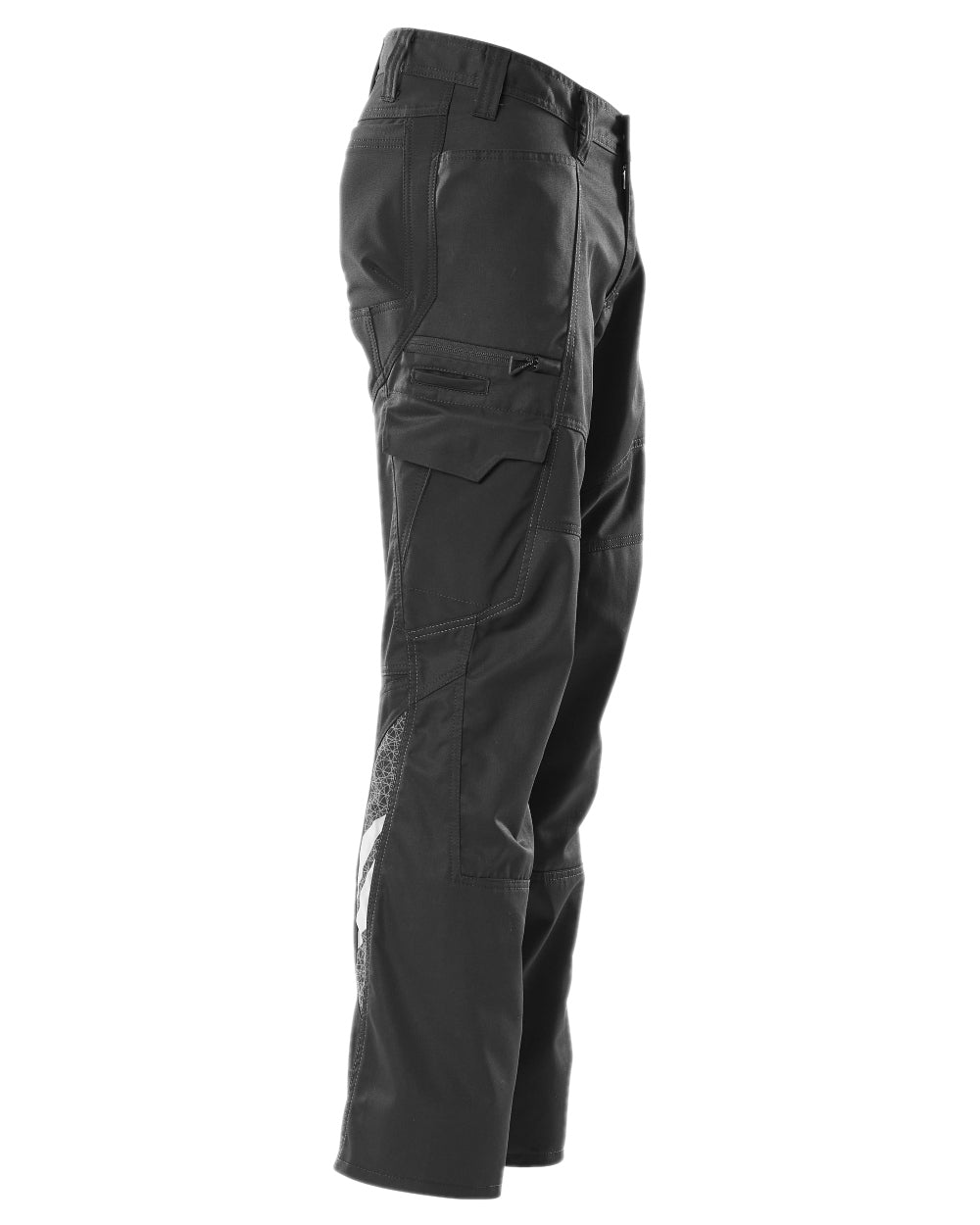 Black Coloured Mascot Workwear Mens Accelerate Trousers With Thigh Pockets on white background 